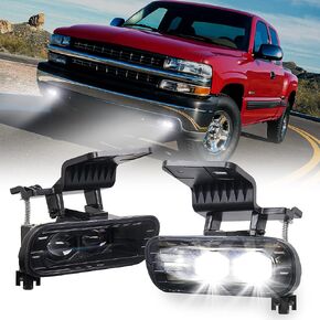 LED Fog Lights Replacement, Dual 4D Projector Fog Lamps Compatible with 1999-2002 Chevy Silverado 1500 2500, 2000-2001 Silverado 3500, 2000-2006 Chevrolet Suburban Tahoe 2Pcs