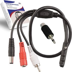 CCTV Microphone Outdoor Microphone for WiFi Security Camera IP: Audio Microphone CCTV Surveillance Microphone RCA with High Sensitive Preamp Amplified Pickup Device Mic External Camera Sound (1 Pack)