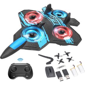 Harrisville Designs RC AirPlane Drone، طائرة هليكوبتر كوادكوبتر للتحكم عن بعد مع تحوم تلقائي، تقلبات ثلاثية الأبعاد، 3 أوضاع للسرعة، مسافة طيران طويلة ووقت طيران أزرق in Kuwait