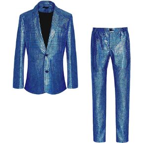 IWQBQ Men's 70s Outfit Disco Suit Shiny Party Outfit Sequin Costume