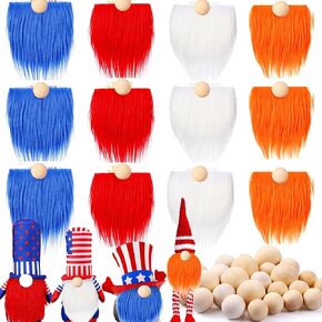 Pre-Cut Gnome Beard,Zcargel Wooden Gnome Beard Ball Kit Christmas Farmhouse Gnome Beards Gnome Santa Christmas Ornaments for Holiday Home Party Decoration, Easy to Wash and Clean