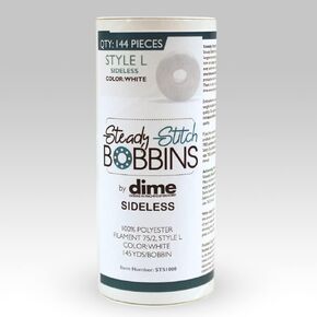Steady Stitch Sideless Style L Polyester Prewound Bobbins, 144 per Tube