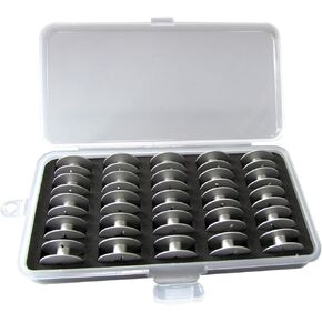 CKPSMS Brand - #18034AS Aluminum Bobbins with Slot +Box Compatible with/Replacement for Pfaff Brand Grand Quilter 18", Juki Brand TL-2200QVP Quilt Virtuoso Pro Longarm Quilter (25PCS with Box)