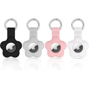 [2 Pack] Watbro Airtag Keychain Flower Case for AirTag Tracker,Protective AirTag Holder with Anti-Lost Keychain,Anti-Drop Scratch Airtag Holder Keychain Accessories for Kids Pets Backpacks