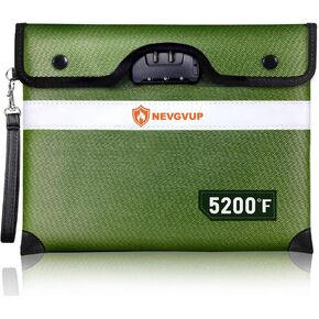 6200°F Fireproof Money Bag with Lock, Upgraded Fireproof Bag w. Zipper/Reflective Strip, 9 Layers of Heat Insulated Materials, Water Resistant Fire proof Money Bag for Cash, Fire Bag for A5 documents