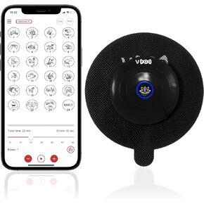 VPOD Single Muscle Stimulator for Pain Relief. Wireless TENS, EMS and NMES Unit for Back Pain Relief, Neck Pain, Nerve Pain, Sciatica Pain Relief Device. 24 Modes, 2 Pads Included, Bluetooth-Enabled