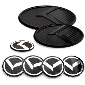 ARKOSKNIGHT 7PCS Vintage K Emblem Compatible with Front Rear Badge for Car Accessories (Carbon Fiber -Black)