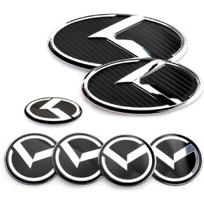 ARKOSKNIGHT 7PCS Vintage K Emblem Compatible with Front Rear Badge for Car Accessories (Carbon Fiber -Black)