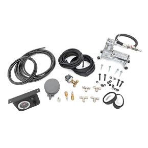Rough Country Onboard Air Bag Compressor w/Gauge | Air Spring Compressor - 10100 Silver