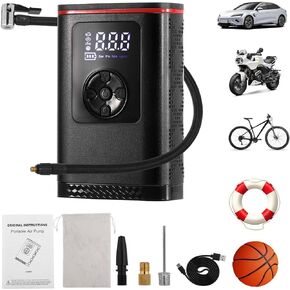 Hancaner Tire Inflator Portable Air Compressor- 150 PSI Cordless Tire Pump with 6000mAh Battery/Auto Stop/Emergency LED Light/Power Bank Function, for Car Bike Motor Ball
