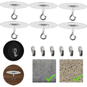 No Hole Adhesive Ceiling Hooks for Popcorn Concrete Textured Ceiling Unsmooth Wall Surface, No Drilling Self Adhesive Ceiling Hooks