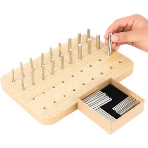 Hossmily 36-Hole Wooden Pegboard for Finger Dexterity, Hand Rehabilitation Board with 4mm/6mm/8mm Pegs, Hand Therapy Peg Board to Improve Fine Motor Skills and Hand-Eye Coordination