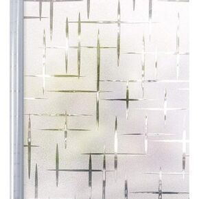 Homein Window Privacy Film فيلم نافذة من الزجاج البلوري، لاصق ثابت للأشعة فوق البنفسجية يحجب ملصقات النوافذ المزخرفة، أغطية نوافذ الباب من الفينيل قابلة للإزالة للمكتب المنزلي، نمط متقاطع 17.5 × 78.7 بوصة in Kuwait