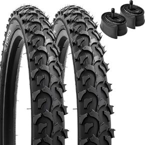 YUNSCM 14" Bike Tires 14 x 2.125/57-254 and 14" Bike Tubes Schrader Valve with 2 Rim Strips Compatible with Mountain Bike 14x1.75 14x1.95 14x2.10 14x2.125 14x2.25 Bicycle Tires and Tubes (Y-1108)