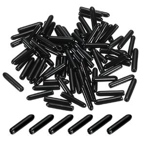 PATIKIL 5MM Vinyl Rubber End Caps, 150 Pack Flexible Bolt Screw Covers Caps Round Thread Protector Caps for Metal Tubing Rod Bolts, Black