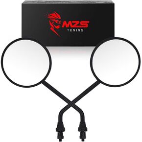 MZS Motorcycle Mirrors Black, Motorbike Rear View Side Mirror Round Adjustable Compatible with GROM MSX125 14-24 | Monkey 125 19-24 | CMX 300 500 1100 Rebel 17-24 | Z900RS/CAFE 18-24 | W800/CAFE 19-24