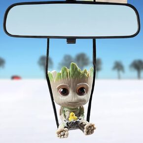 ملحقات تعليق السيارة، ملحقات تعليق مرآة السيارة الصغيرة Smile Little Tree Man، قلادة حلية لتزيين السيارة، زخرفة تعليق مرآة السيارة، زخرفة سحر السيارة، حبل: طول قابل للتعديل