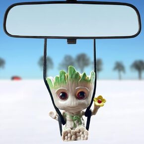 ملحقات تعليق السيارة، ملحقات تعليق مرآة السيارة الصغيرة Smile Little Tree Man، قلادة حلية لتزيين السيارة، زخرفة تعليق مرآة السيارة، زخرفة سحر السيارة، حبل: طول قابل للتعديل