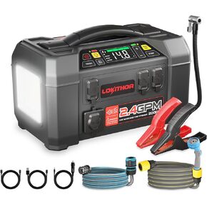 LOKITHOR AW401 2500A 12V Jump Starter لما يصل إلى 8.5 لتر غاز أو 6.5 لتر ديزل، دش تخييم خارجي 1.5 ميجا باسكال مع بخاخ متعدد الاستخدامات، غسالة سيارات بالضغط اللاسلكي 200 رطل لكل بوصة مربعة، منفاخ إطارات 150 رطل لكل بوصة مربعة مع 500 لومن in Kuwait