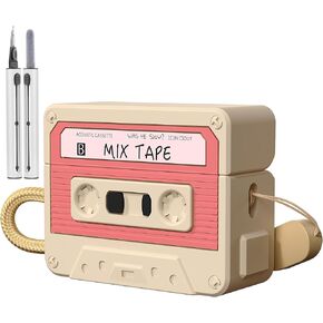 AirPods Pro 2nd Generation Case,Filoto Cassette Tape Case 360Full Protection, Soft Silicone Skin Shock-Absorbing Suitable for Travel and Daily Life, Lanyard Included, Airpod Cleaner Pen,Blue