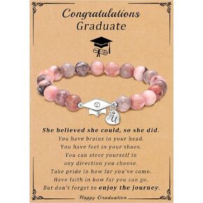 2024 Graduation Gifts Class of 2024 Gifts A-Z Initial Graduation Bracelets for Her College High School 8th 6th 5th Grade Graduation Gifts Graduation Cap Decorations Inspirational Jewelry