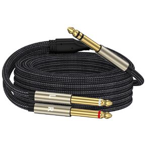 1/4 inch TRS Stereo Y-Splitter Insert Cable, 1/4 Inch Male Jack to Dual 1/4inch(6.35mm) Male TS Mono Breakout Cable Audio Patch Cord -6.6FT