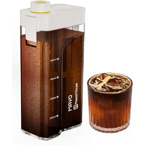 ماكينة صنع القهوة الباردة المدمجة من مايستري هاوس، ماكينة صنع الشاي والقهوة المثلجة سعة 34 أونصة بدون مقبض لتوفير المساحة، إبريق تريتان، فلتر شبكي 350، مانع للتسرب بنسبة 100% (أسود) in Kuwait