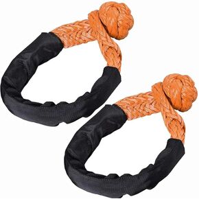 Synthetic Soft Shackle - 7/16 Inch X 22 Inch 38,000lbs Breaking Strength, UHMWPE Rope Shackle with Protective Sleeves for Sailing SUV ATV 4x4 Truck Jeep Recovery Towing, Gray (2-Pack)