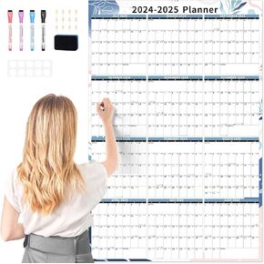 Ospelelf Calendar 2024-2025 Large 32'' x 48'' White Board Dry Erase Calendar for Wall, 12 Month Laminated Calendar for Classroom, Family, Use July 2024 - June 2025