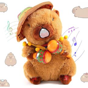 Emoin Capybara Plush Musical Dancing Baby Toy Cute Capybara Stuffed Animals Singing Capybara Plushie Funny Electric Toy Stuffed Capybara Toy Boys Girls (Guitar Capybara Toy)