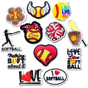 12,16Pcs Sports Shoe Charms for Croc Clog Slides Sandals, Baseball Softball Volleyball Basketball Football Soccer Swim Shoe Accessories for Adults Party Favor