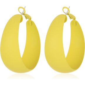 Just Follow Large Matte Round Hoop Earrings Classic Retro Geometric Lightweight Neon Multicolor Color Pierced Circle Earrings for Women Girls Wedding Holiday Jewelry Gift