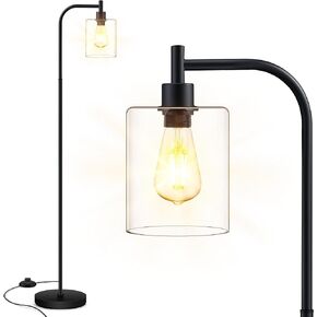 مصباح BoostArea القائم مع غطاء زجاجي، مصباح أرضي صناعي حديث مع مفتاح للقدم، مصباح LED ساطع 6 وات لغرفة المعيشة وغرفة النوم