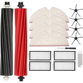 Accessories Kit for Xiaomi Roborock Q5 Pro/Q5 Pro Plus/Q8 Max/Q8 Max Plus,2 Roller Brush, 1 Cleaning Brush,4 Hepa Filter, 4 Side Brush, 4 Mop Cloth(16PCS) (Q5 Pro/Q8 Max Accessories)