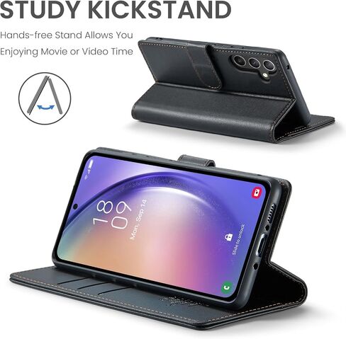 حافظة محفظة لهاتف سامسونج جالاكسي A25 5G مع حامل بطاقة الائتمان RFID، غطاء واقٍ من جلد البولي يوريثان قابل للطي ومسند للصدمات للنساء والرجال لهاتف سامسونج A25 (أرجواني) in Kuwait
