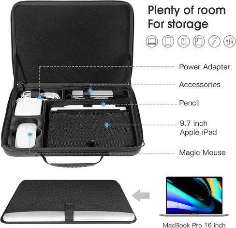 Smatree Hard Shell Carrying Case for 16inch MacBook Pro 2022 Newest/9.7 inch Apple iPad, MacBook Pro 16inch Sleeve, MacBook Pro 16 inch Case A1990, Laptop and Table Bag. in Saudi Arabia