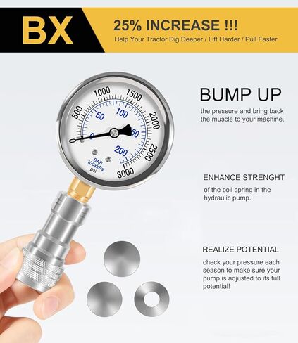 Yoursme Pressure Boost kit for Kubota B (2016 and Older BX) Pressure Gauge and Hydraulic Shims Kit Hydraulic Pressure Adjustment Kit in Kuwait