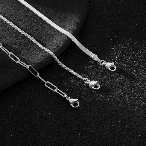 2/3Pcs Ankle Bracelets for Women - Silver Anklet Set - Dainty Layered Herringbone, Rope, and Figaro Paperclip Chain Anklets for Women - Sea Beach Foot Anklets Jewelry Gift (Silver Plated) in Kuwait