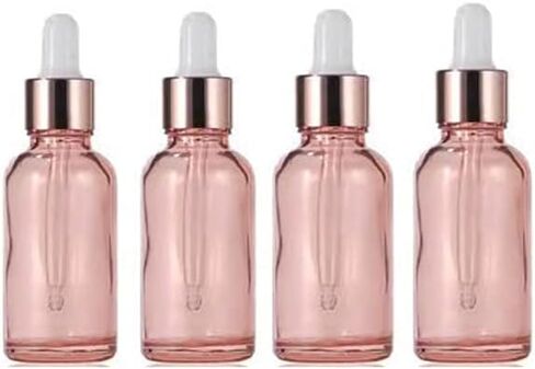 Lokusel 4 Pack Glass Dropper Bottles,10ml/15ml/30ml/50ml/100ml Essential Oil Bottles Dropping Bottles With Rose gold Lids Perfume Empty Travel Sample Vials Essence Liquid Cosmetic Containers(30ml) in Saudi Arabia