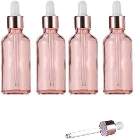 Lokusel 4 Pack Glass Dropper Bottles,10ml/15ml/30ml/50ml/100ml Essential Oil Bottles Dropping Bottles With Rose gold Lids Perfume Empty Travel Sample Vials Essence Liquid Cosmetic Containers(30ml) in Saudi Arabia