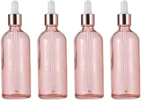 Lokusel 4 Pack Glass Dropper Bottles,10ml/15ml/30ml/50ml/100ml Essential Oil Bottles Dropping Bottles With Rose gold Lids Perfume Empty Travel Sample Vials Essence Liquid Cosmetic Containers(30ml) in Saudi Arabia