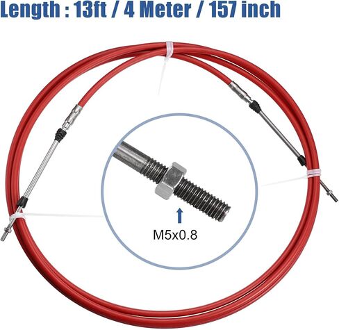 2 قطعة 13ft 4 متر 157 بوصة كابل خنق بحري نوع 3300 / 33C خنق التحول صندوق التحكم عن بعد كابل لياماها محرك خارجي قارب محرك نظام التوجيه الأحمر in Saudi Arabia