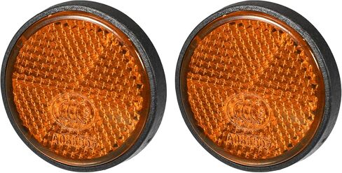 قطعتان من Partuto عاكس عالمي مقاس 1.73 بوصة × 0.31 بوصة - عاكس أمان دائري لدراجة نارية يزيد من الرؤية والسلامة على الطريق - بلاستيك برتقالي in Kuwait