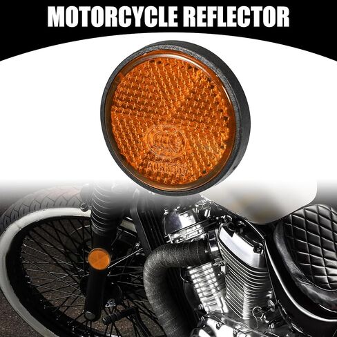 قطعتان من Partuto عاكس عالمي مقاس 1.73 بوصة × 0.31 بوصة - عاكس أمان دائري لدراجة نارية يزيد من الرؤية والسلامة على الطريق - بلاستيك برتقالي in Kuwait