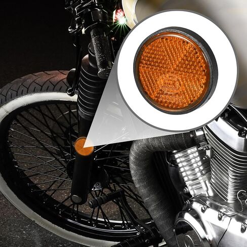 قطعتان من Partuto عاكس عالمي مقاس 1.73 بوصة × 0.31 بوصة - عاكس أمان دائري لدراجة نارية يزيد من الرؤية والسلامة على الطريق - بلاستيك برتقالي in Kuwait