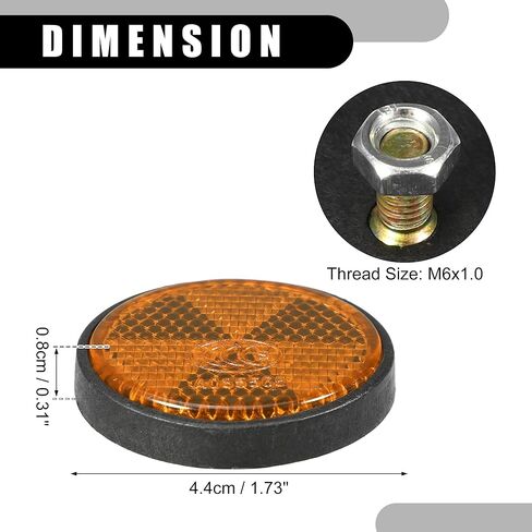 قطعتان من Partuto عاكس عالمي مقاس 1.73 بوصة × 0.31 بوصة - عاكس أمان دائري لدراجة نارية يزيد من الرؤية والسلامة على الطريق - بلاستيك برتقالي in Kuwait