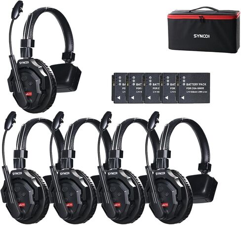 نظام اتصال داخلي لسماعات الرأس اللاسلكية SYNCO XTalk X5 2.4 جيجا هرتز، اتصال فريق 5 أشخاص مع غطاء صلب لإلغاء الضوضاء، نطاق تشغيل 400 متر لتصوير الأفلام، العرض المباشر، أداء المسرح in Kuwait