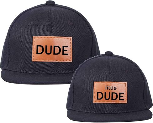 Father Son Matching Hats, Dude, Little Dude Snapback Set Adjustable Toddler Baby Hat, Gift for Dad Son in Saudi Arabia