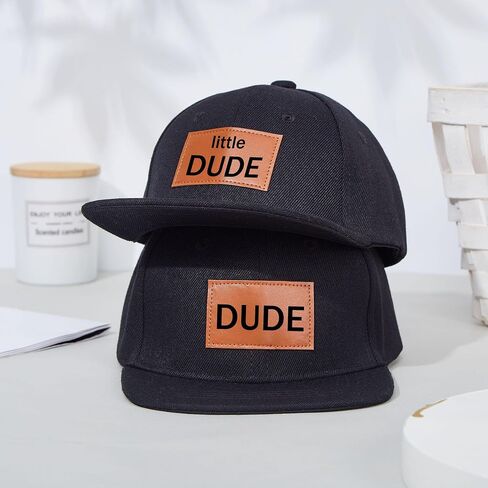 Father Son Matching Hats, Dude, Little Dude Snapback Set Adjustable Toddler Baby Hat, Gift for Dad Son in Saudi Arabia