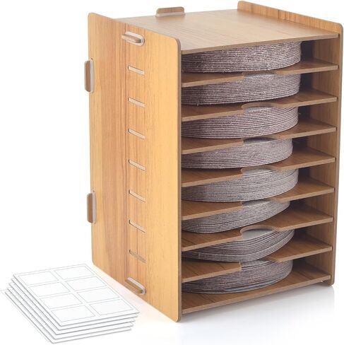 منظم أقراص الصنفرة مع 6 قطع من ملصقات الحبيبات مقاس 5 بوصات رف تخزين أقراص الصنفرة مناسب لملحقات أدوات الصنفرة مقاس 5 بوصات in Kuwait